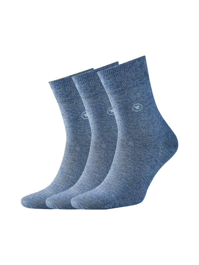 TOM TAILOR Damen Dreierpack Basic Socken, blau, Textprint, Gr. 39-42 von Tom Tailor