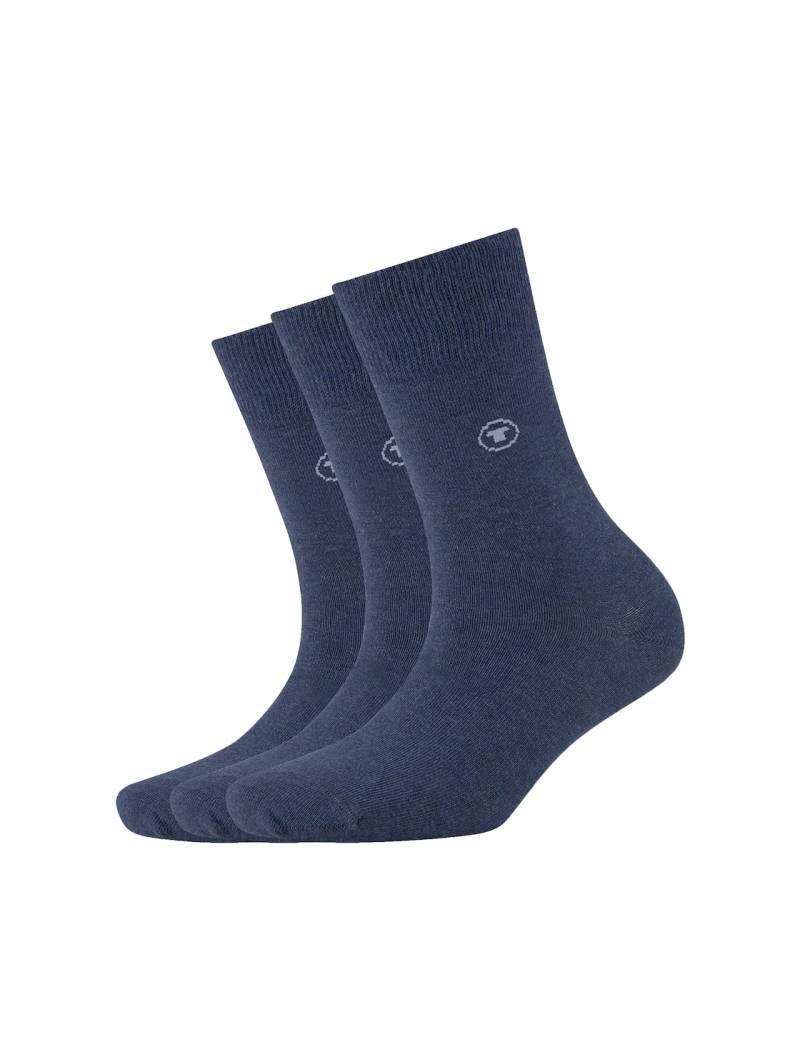 TOM TAILOR Damen Dreierpack Basic Socken, blau, Textprint, Gr. 39-42 von Tom Tailor