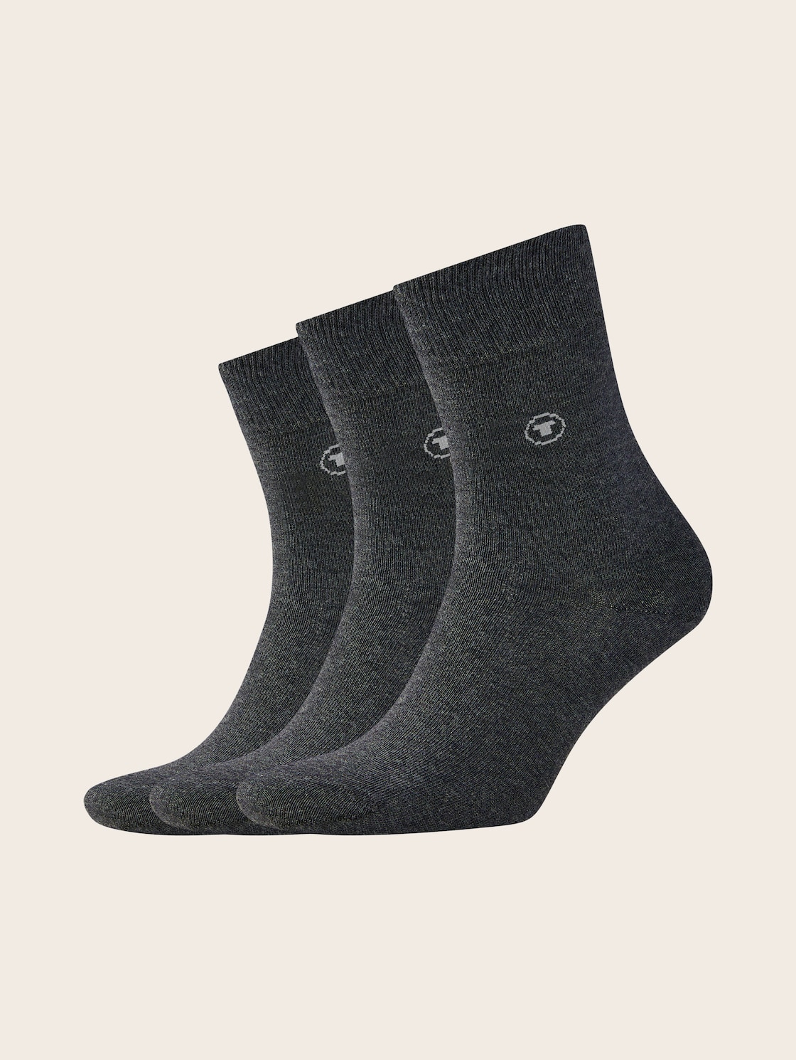 TOM TAILOR Damen Dreierpack Basic Socken, grau, Textprint, Gr. 35-38 von Tom Tailor