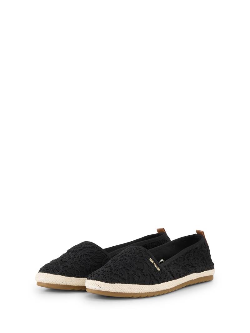 TOM TAILOR Damen Flache Espadrilles mit Blumenstickerei, schwarz, Geblümt, Gr. 37 von Tom Tailor