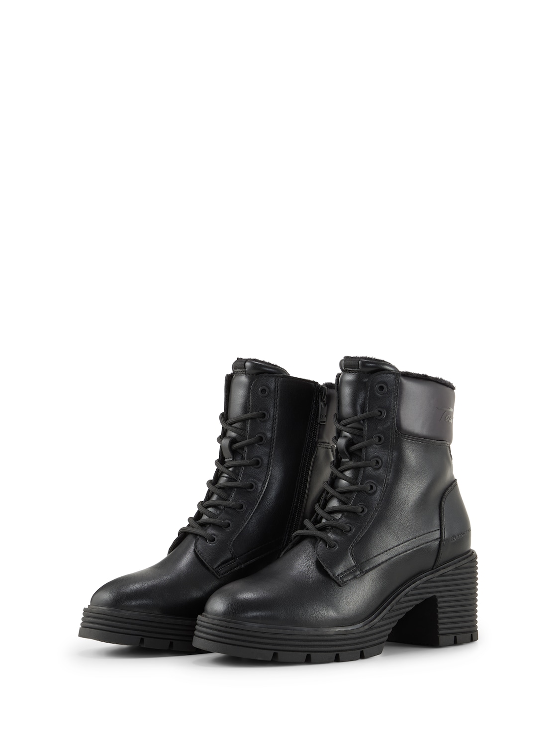 TOM TAILOR Damen Gefütterte Absatzstiefel mit Logo-Details, schwarz, Uni, Gr. 40 von Tom Tailor