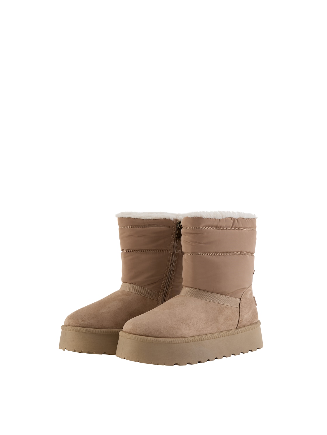 TOM TAILOR Damen Gefütterte Schneestiefel mit Wattierung, beige, Uni, Gr. 37 von Tom Tailor