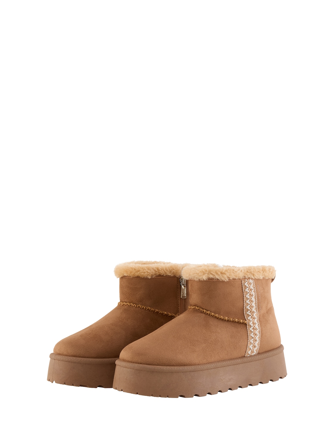 TOM TAILOR Damen Gefütterte Schneestiefeletten mit Plateau-Sohle, beige, Uni, Gr. 40 von Tom Tailor