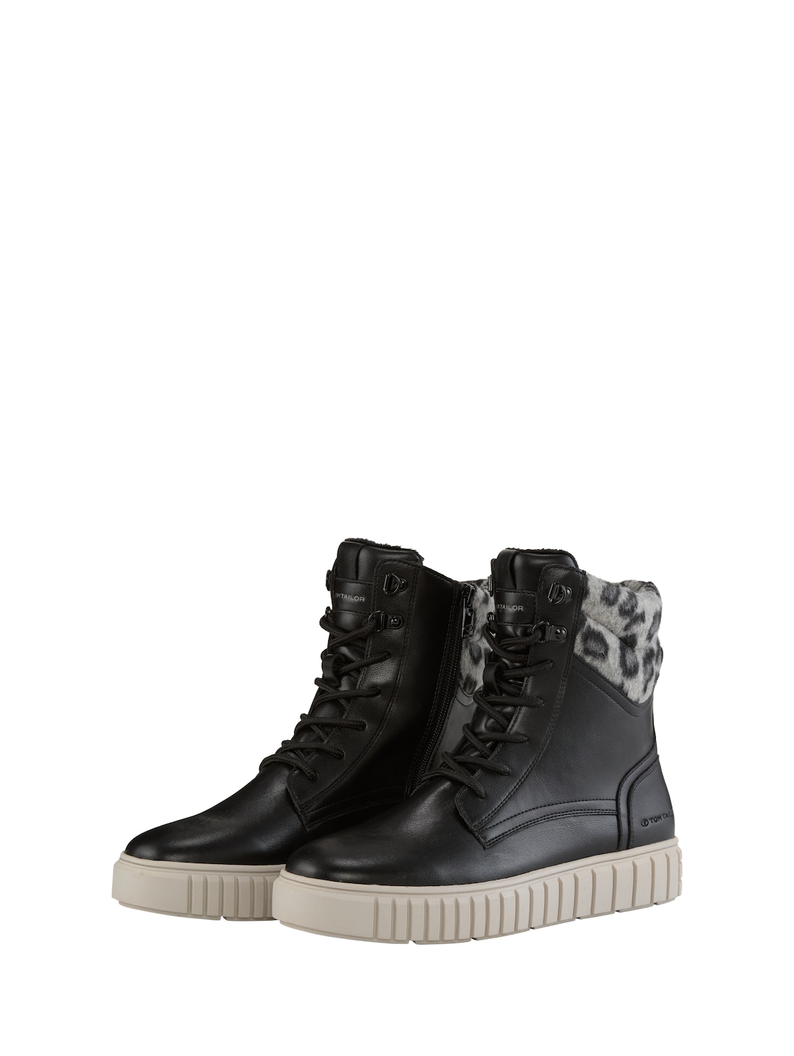 TOM TAILOR Damen Gefütterte Stiefelette mit Leo-Detail, schwarz, Uni, Gr. 36 von Tom Tailor