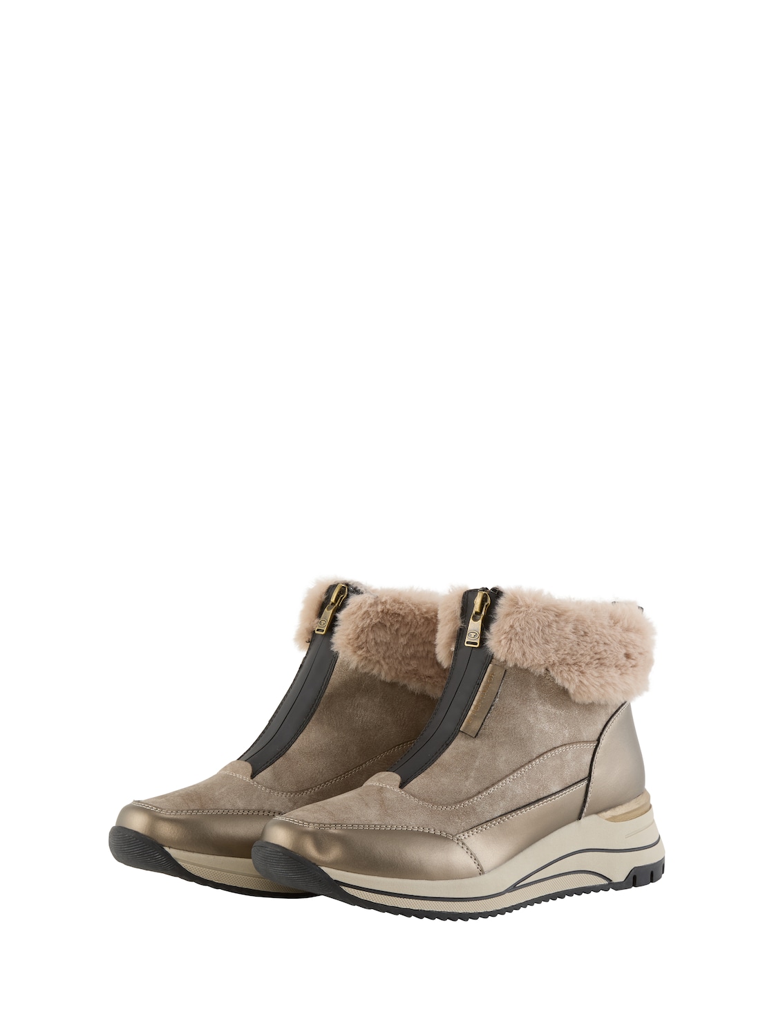 TOM TAILOR Damen Gefütterte Stiefeletten mit Block-Absatz, gold, Uni, Gr. 40 von Tom Tailor