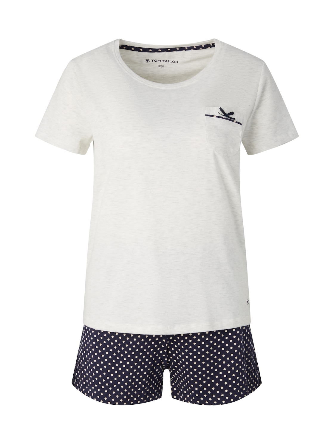 TOM TAILOR Damen Gemustertes Pyjama-Set mit Shorts, blau, Punktemuster, Gr. 36 von Tom Tailor