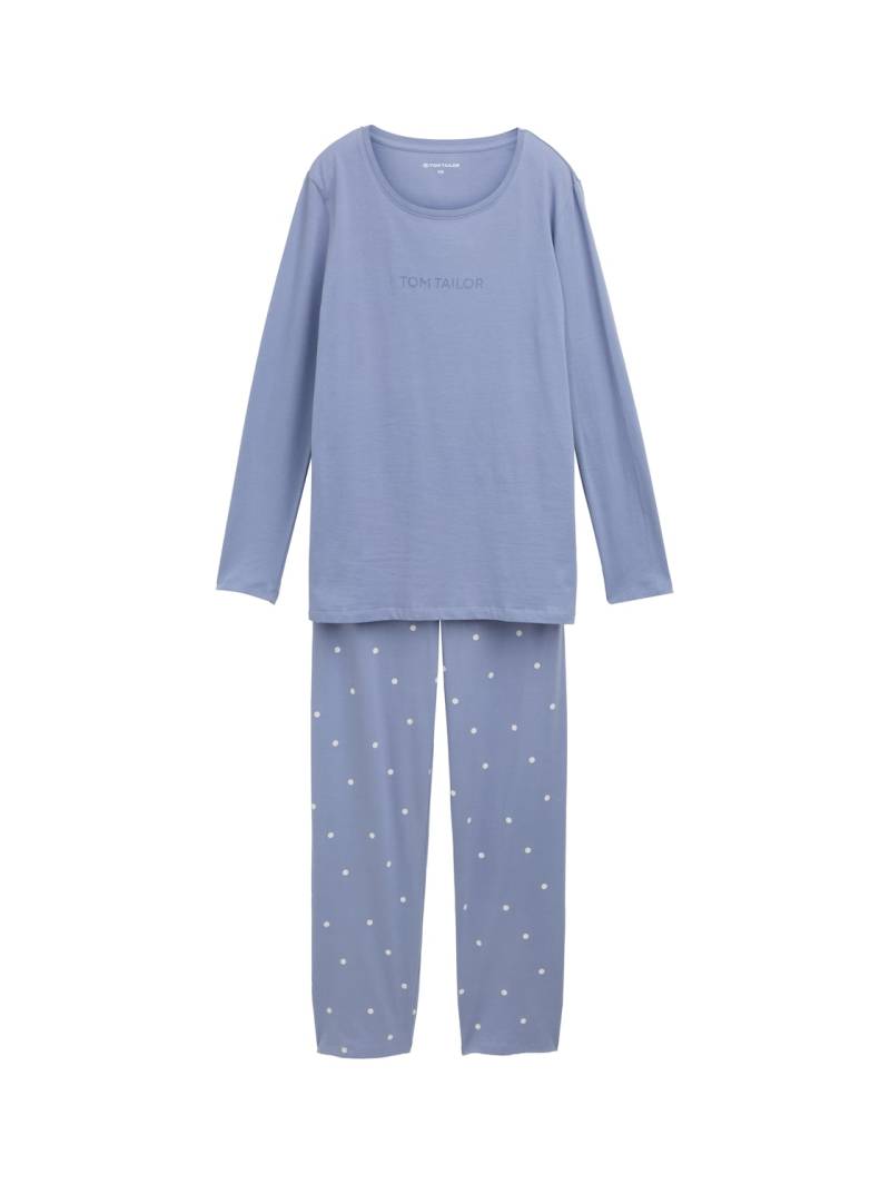 TOM TAILOR Damen Pyjama-Set mit Punktemuster, blau, Gepunktet, Gr. L/40 von Tom Tailor