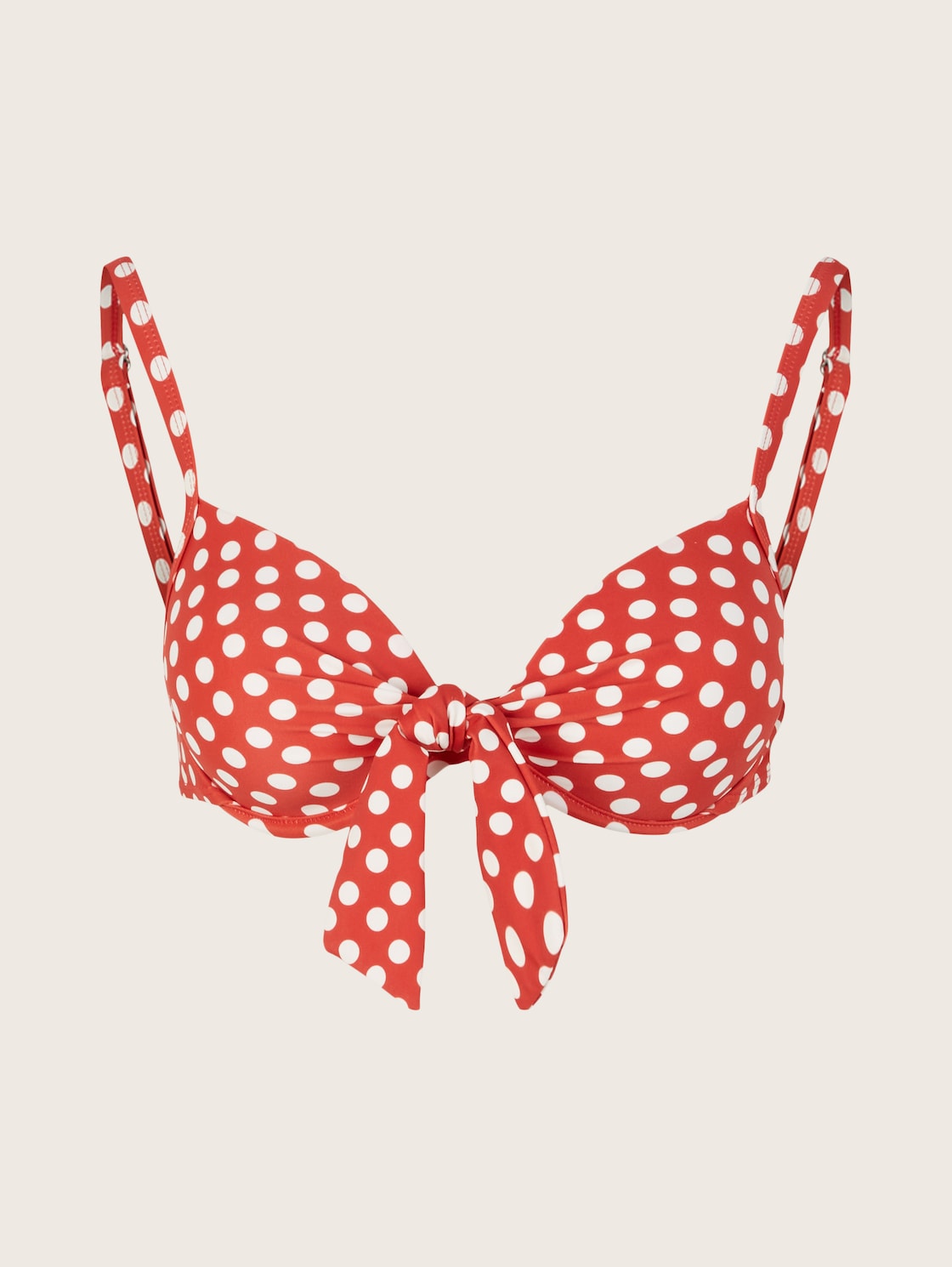 TOM TAILOR Damen Gepunktetes Push-Up Bikinitop, rot, Punktemuster, Gr. 36C von Tom Tailor