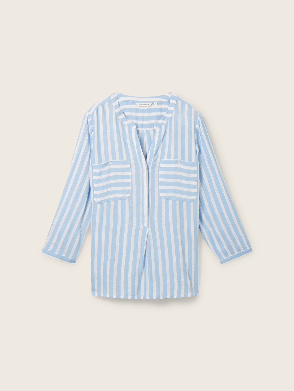 TOM TAILOR Damen Gestreifte Bluse mit Taschen, blau, Gestreift, Gr. 34 von Tom Tailor