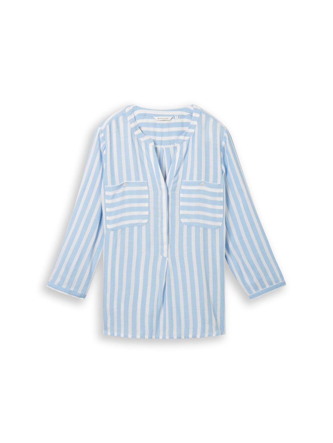 TOM TAILOR Damen Gestreifte Bluse mit Taschen, blau, Gestreift, Gr. 42 von Tom Tailor