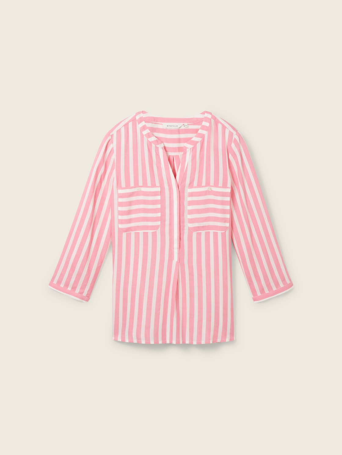 TOM TAILOR Damen Gestreifte Bluse mit Taschen, rosa, Streifenmuster, Gr. 34 von Tom Tailor