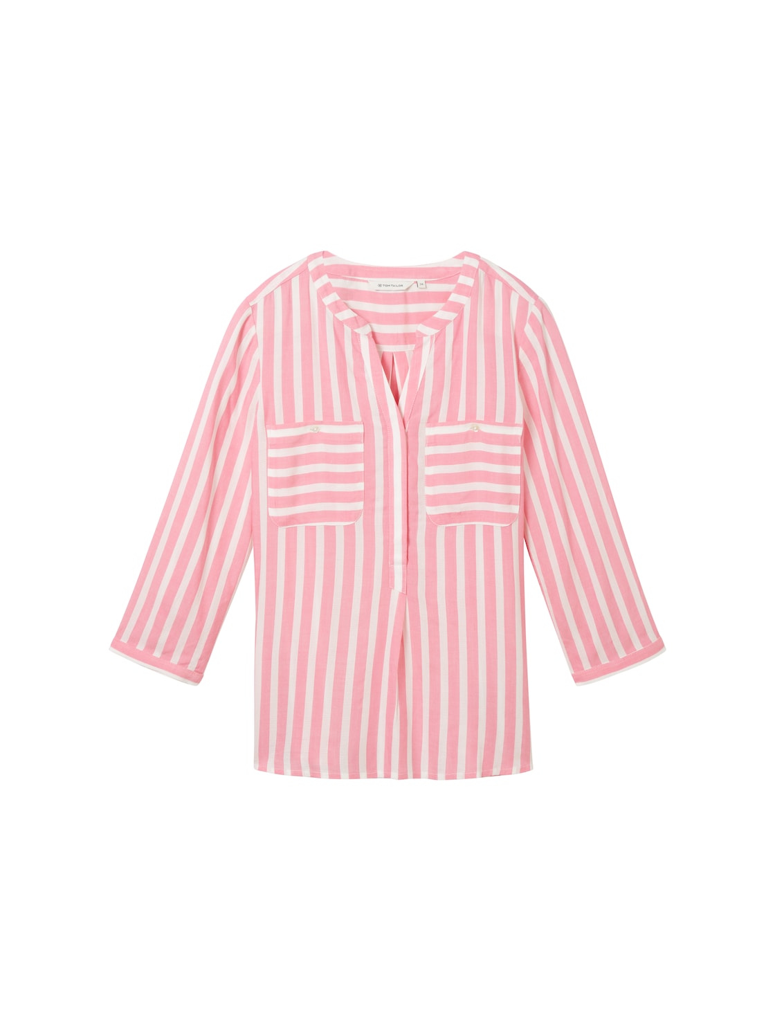 TOM TAILOR Damen Gestreifte Bluse mit Taschen, rosa, Streifenmuster, Gr. 46 von Tom Tailor