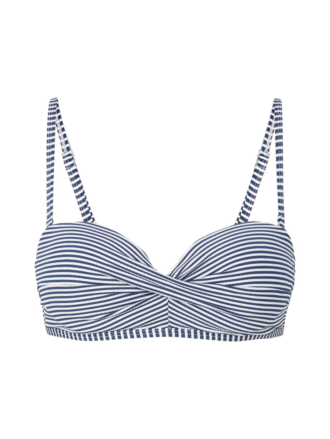 TOM TAILOR Damen Gestreiftes Bandeau-Bikinitop, blau, Streifenmuster, Gr. 42C von Tom Tailor