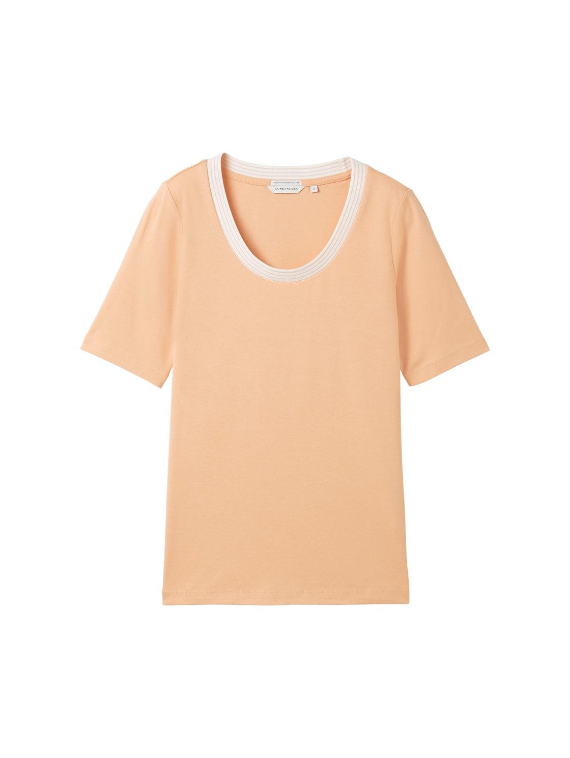 TOM TAILOR Damen Gestreiftes T-Shirt mit Bio-Baumwolle, orange, Gr. XL von Tom Tailor