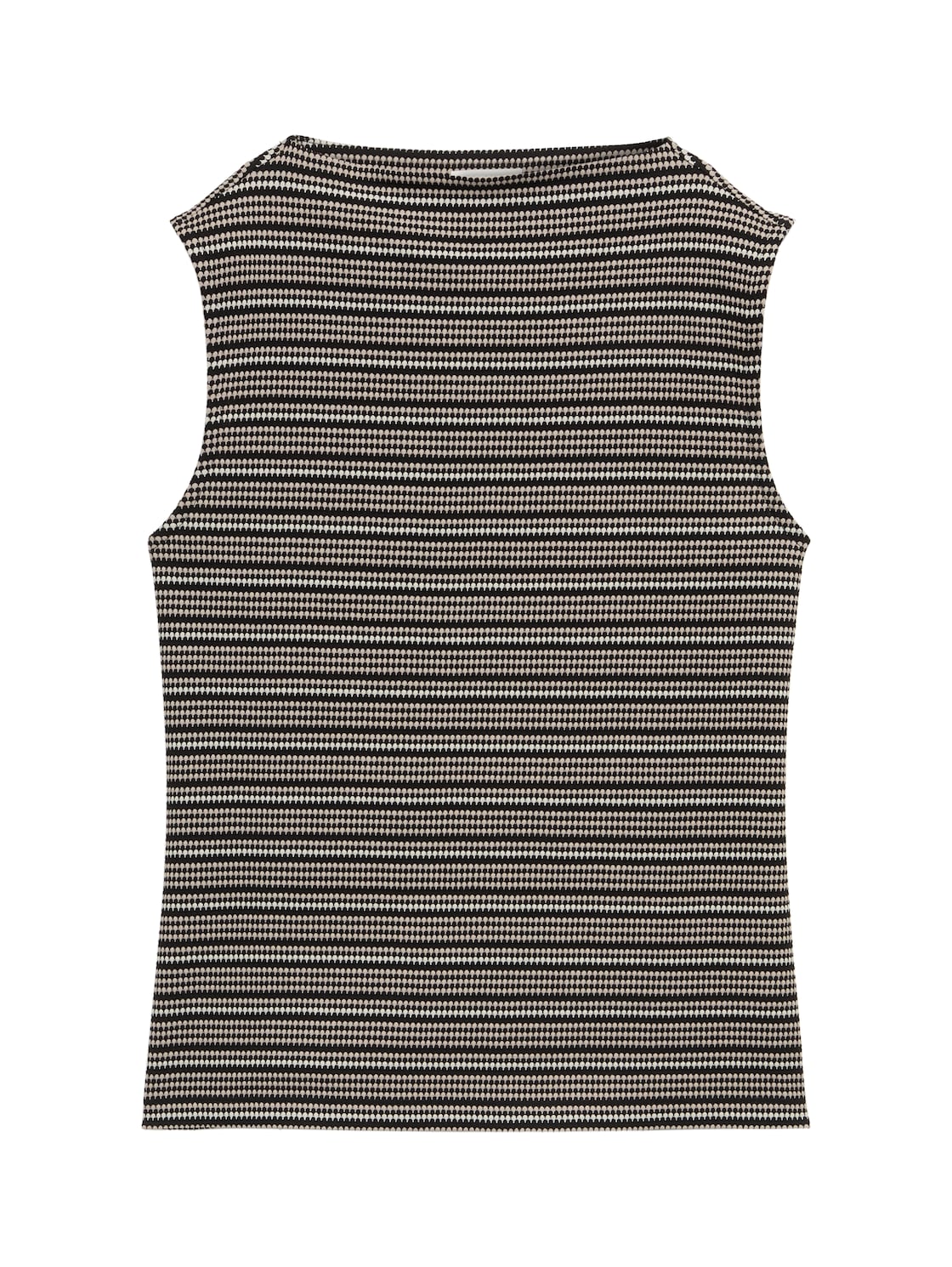 TOM TAILOR Damen Jacquard Top mit Stehkragen, schwarz, Gestreift, Gr. XXL von Tom Tailor