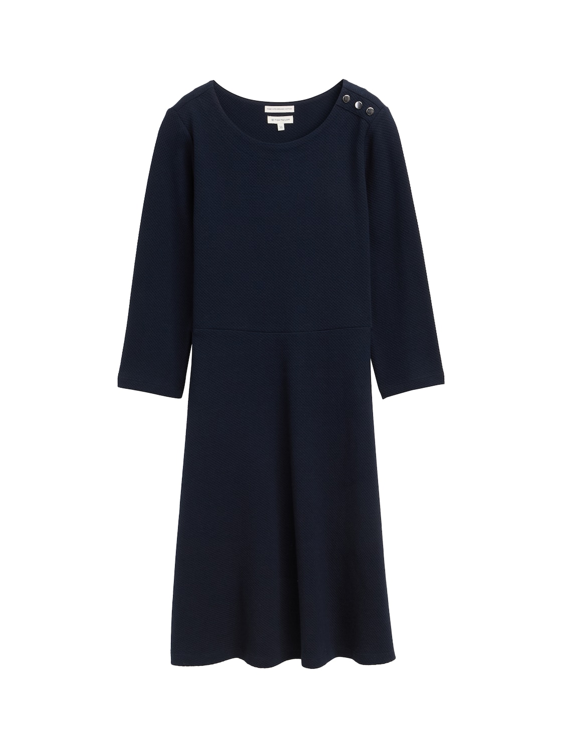 TOM TAILOR Damen Jerseykleid mit Knopf-Details, blau, Uni, Gr. 40 von Tom Tailor