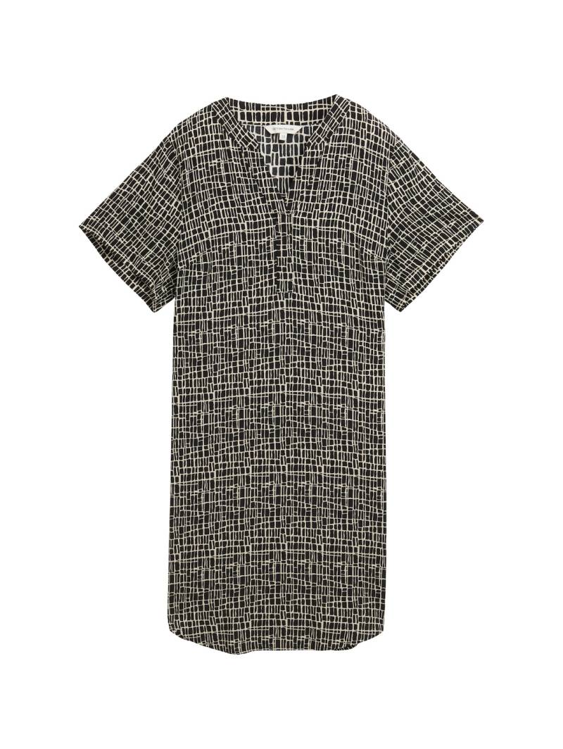 TOM TAILOR Damen Kleid aus Viskose, schwarz, Gemustert, Gr. 40 von Tom Tailor