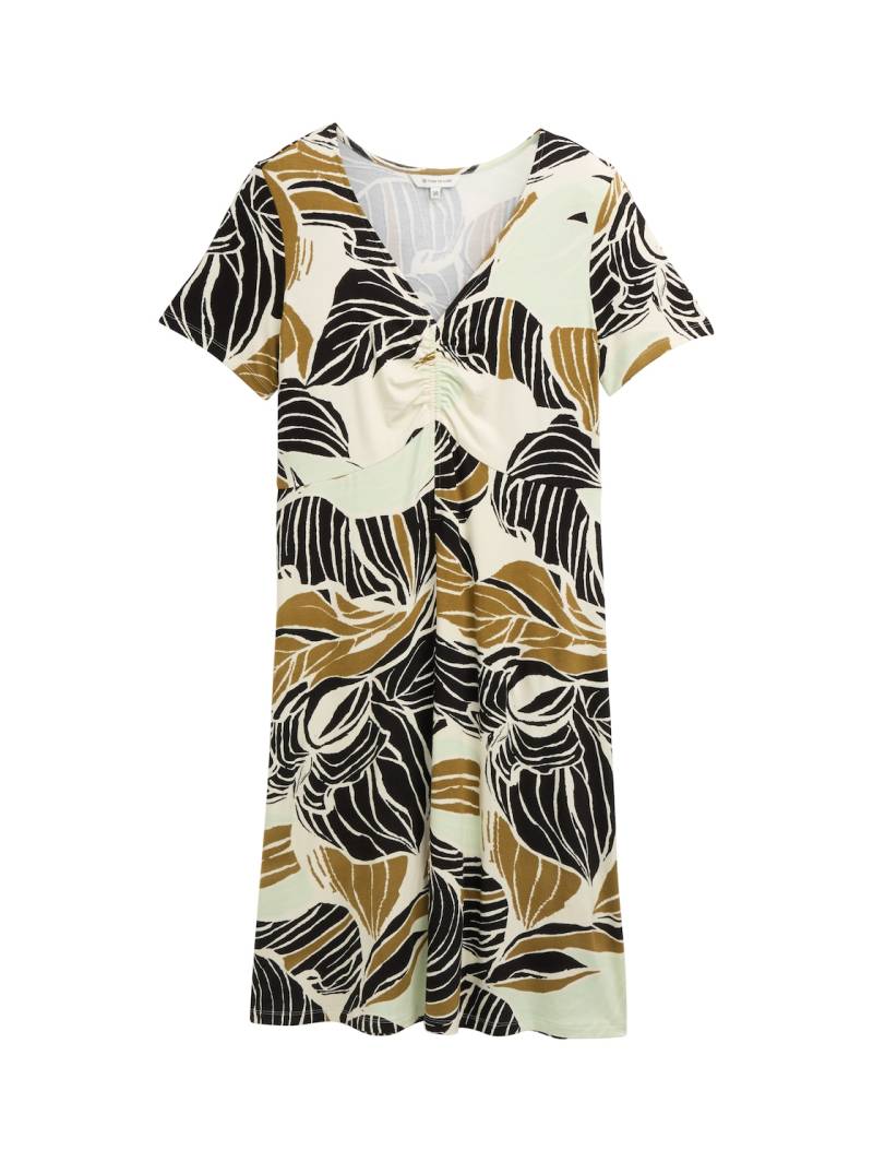 TOM TAILOR Damen Kleid mit Raffungen, beige, Gemustert, Gr. 46 von Tom Tailor