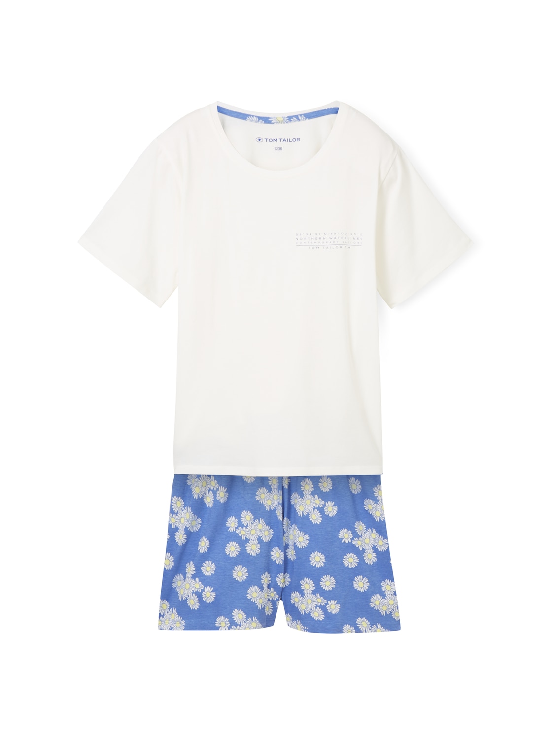 TOM TAILOR Damen Kurz-Pyjama mit Blumenmuster, blau, Blumenmuster, Gr. 3XL/46 von Tom Tailor