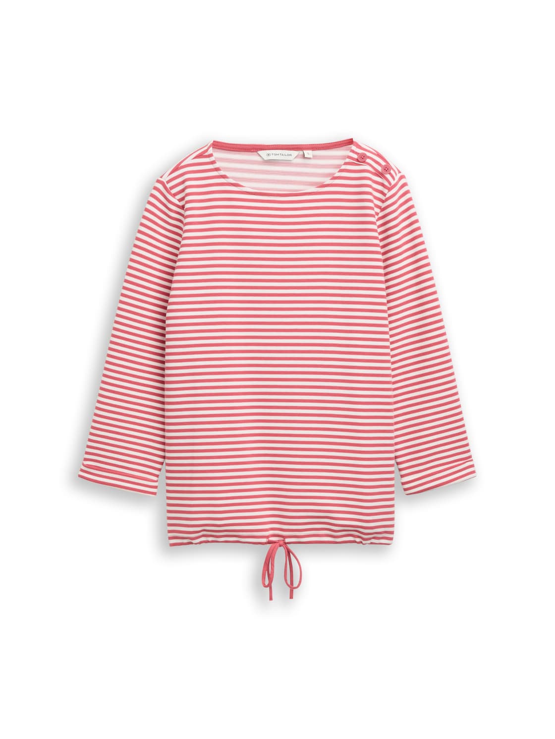 TOM TAILOR Damen Langarmshirt mit Knopf-Details, rosa, Gestreift, Gr. L von Tom Tailor