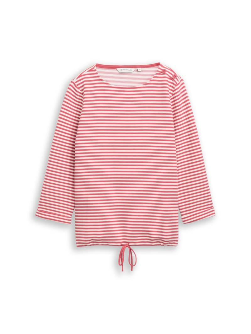 TOM TAILOR Damen Langarmshirt mit Knopf-Details, rosa, Gestreift, Gr. S von Tom Tailor