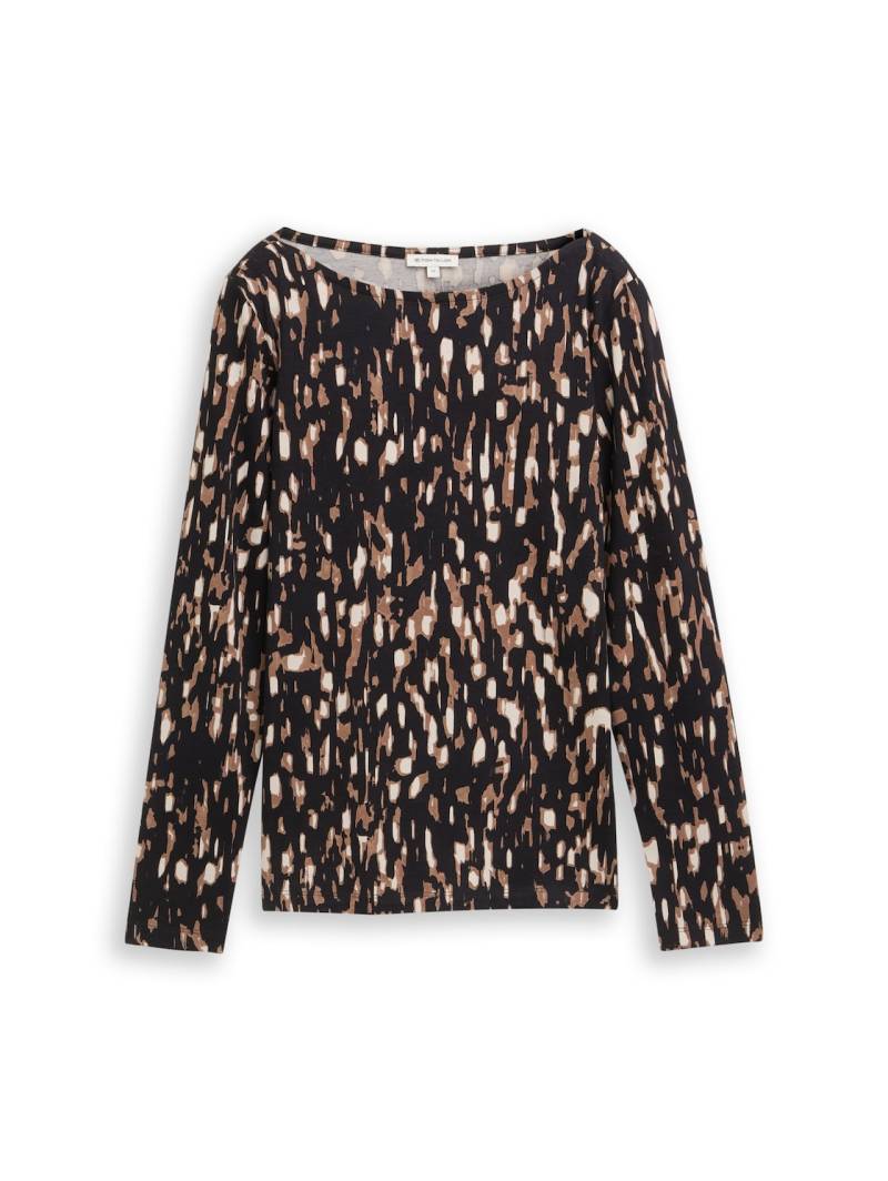 TOM TAILOR Damen Langarmshirt mit Muster, braun, Gemustert, Gr. XXL von Tom Tailor