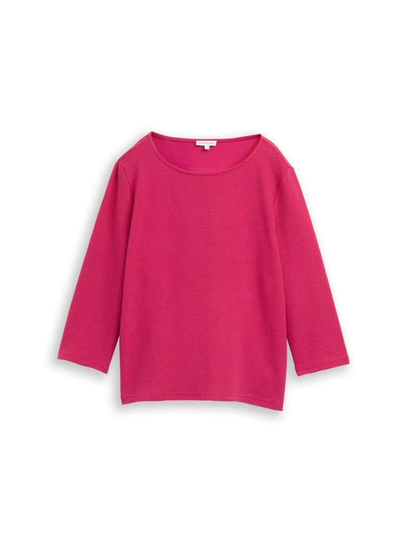 TOM TAILOR Damen Langarmshirt mit Ottoman-Struktur, bunt, Uni, Gr. S von Tom Tailor