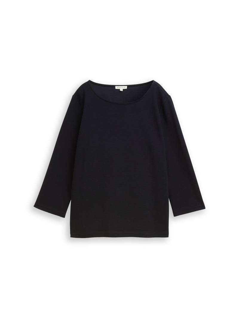 TOM TAILOR Damen Langarmshirt mit Ottoman-Struktur, schwarz, Uni, Gr. XS TOM TAILOR Damen Langarmshirt mit Ottoman-Struktur, schwarz, Uni, Gr. XS von Tom Tailor
