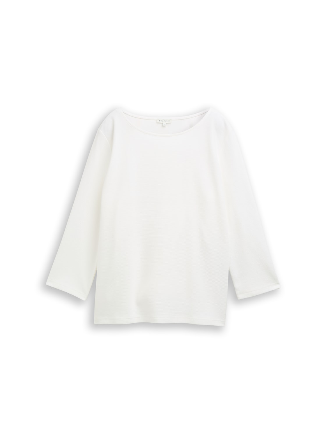 TOM TAILOR Damen Langarmshirt mit Ottoman-Struktur, weiß, Uni, Gr. S von Tom Tailor