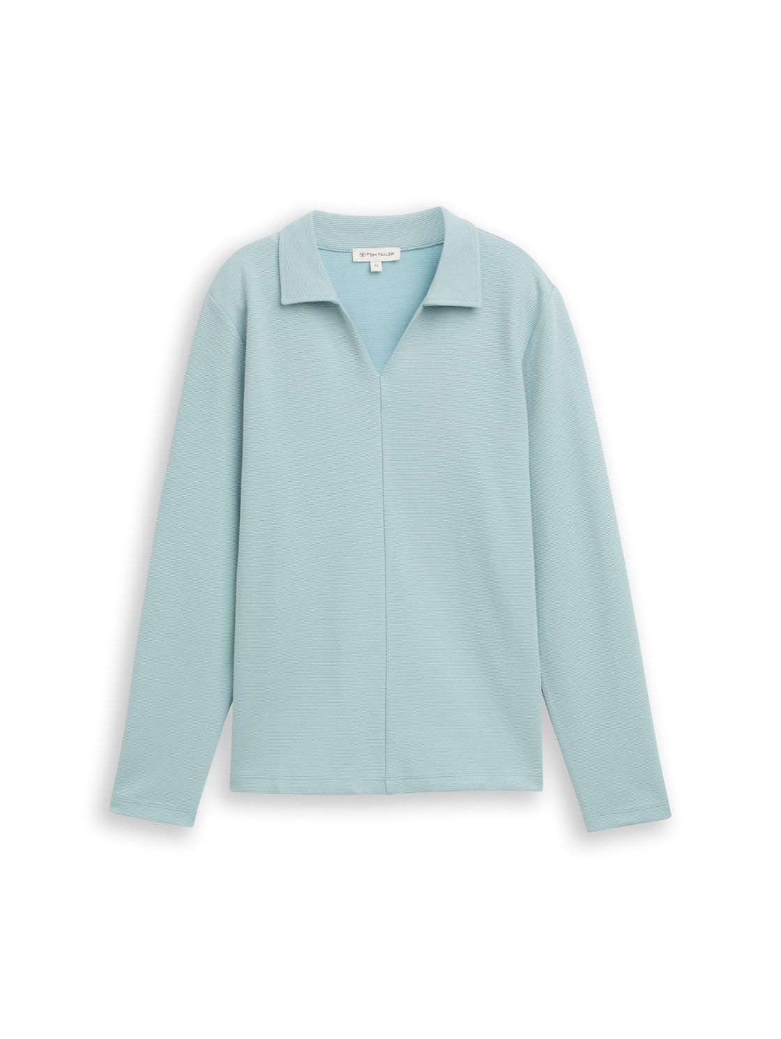 TOM TAILOR Damen Langarmshirt mit Polokragen, grün, Uni, Gr. XXXL von Tom Tailor