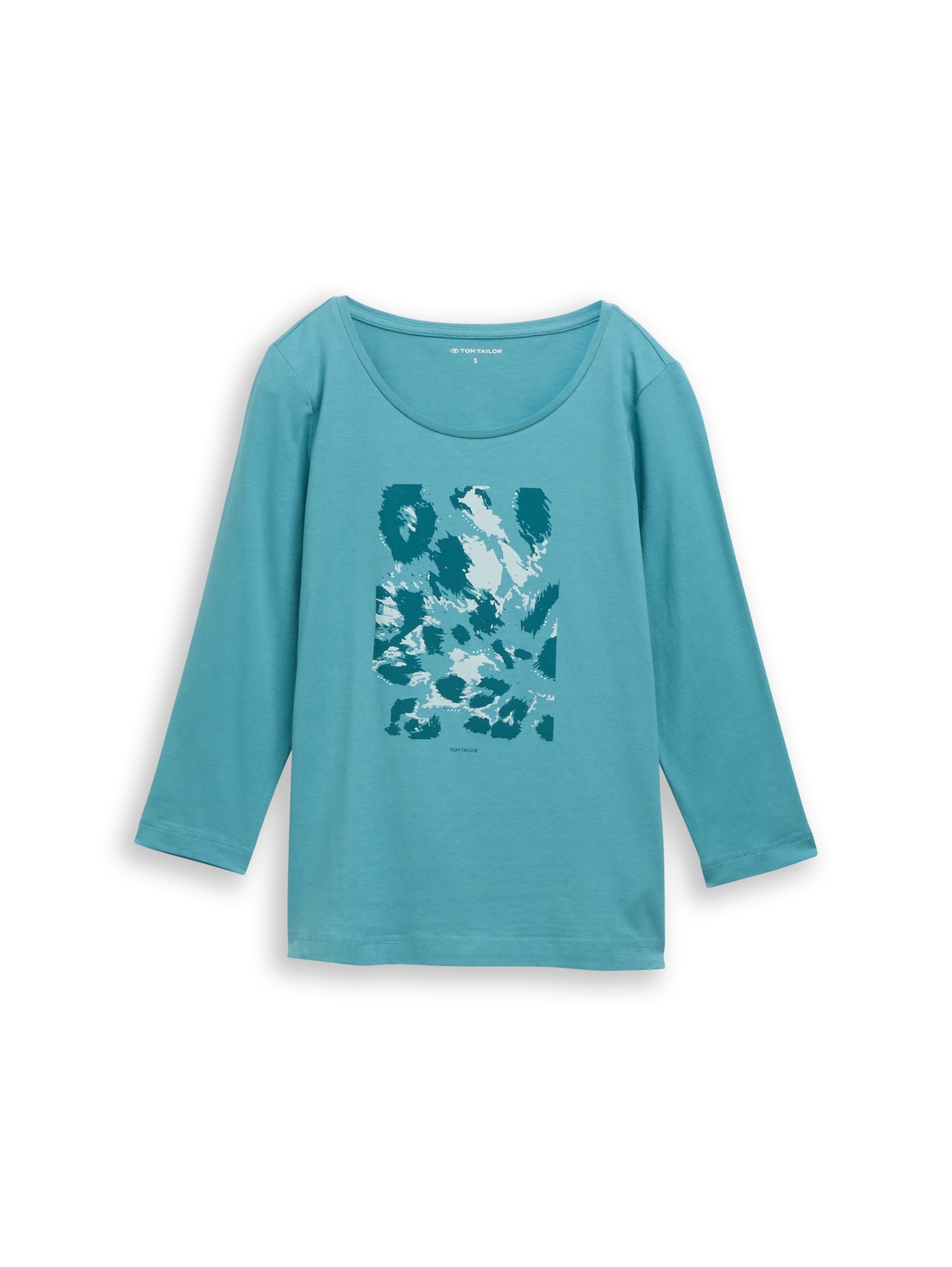 TOM TAILOR Damen Langarmshirt mit Print, blau, Uni, Gr. M von Tom Tailor