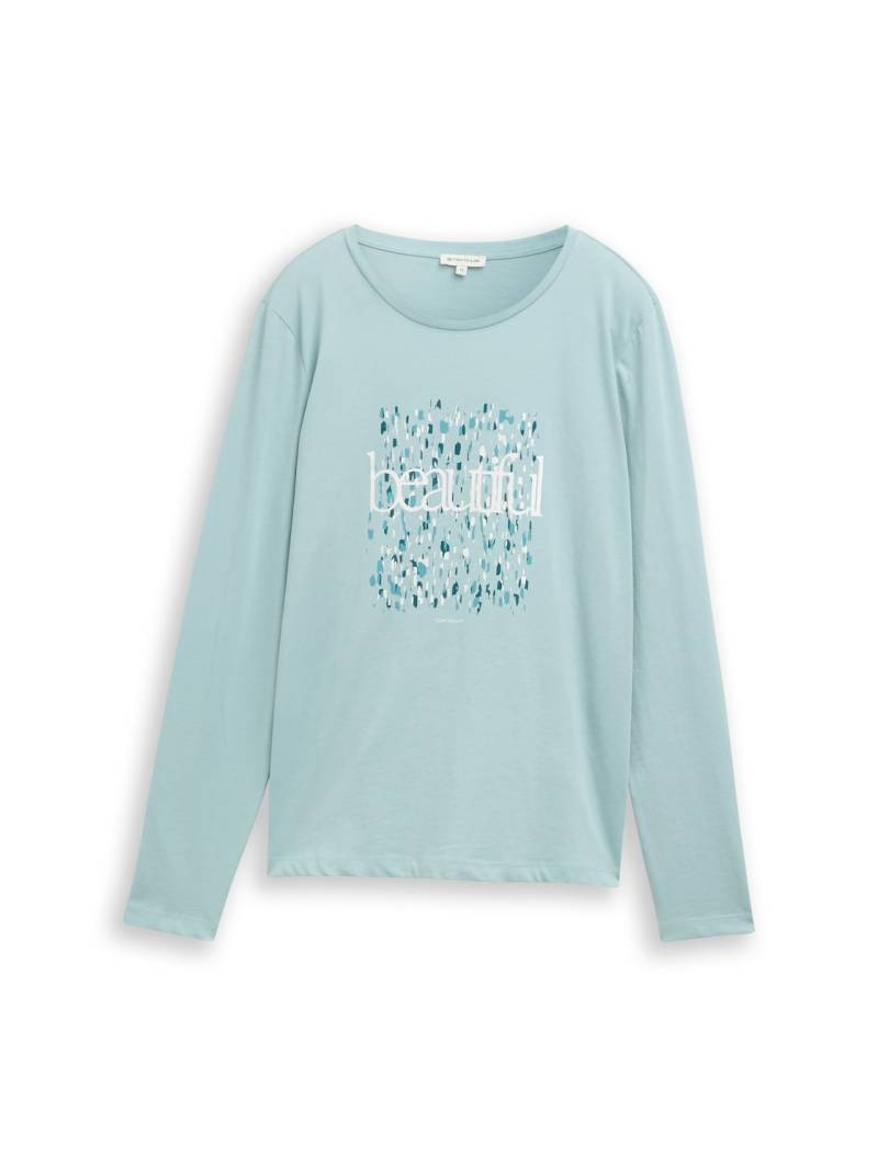 TOM TAILOR Damen Langarmshirt mit Print, grün, Uni, Gr. XXL von Tom Tailor