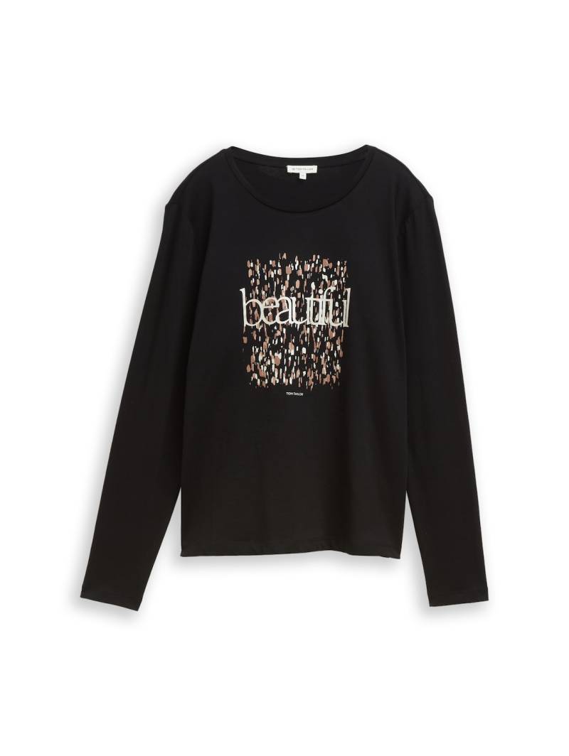 TOM TAILOR Damen Langarmshirt mit Print, schwarz, Uni, Gr. XS TOM TAILOR Damen Langarmshirt mit Print, schwarz, Uni, Gr. XS von Tom Tailor