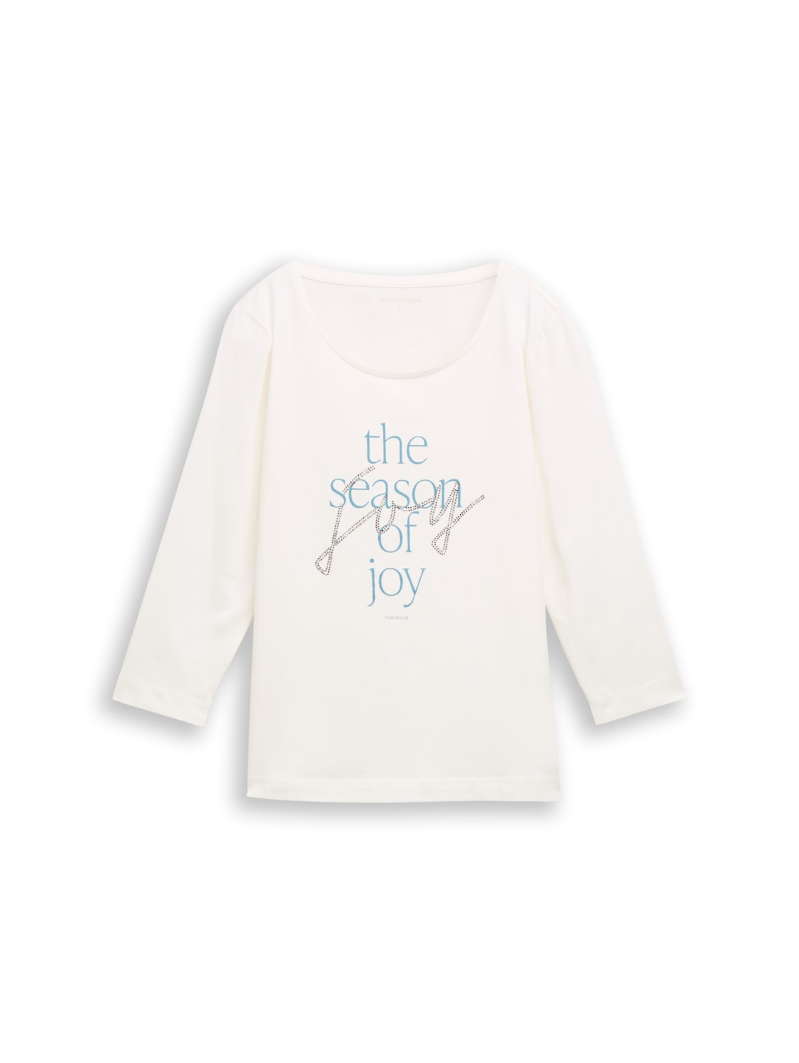 TOM TAILOR Damen Langarmshirt mit Print, weiß, Uni, Gr. L von Tom Tailor