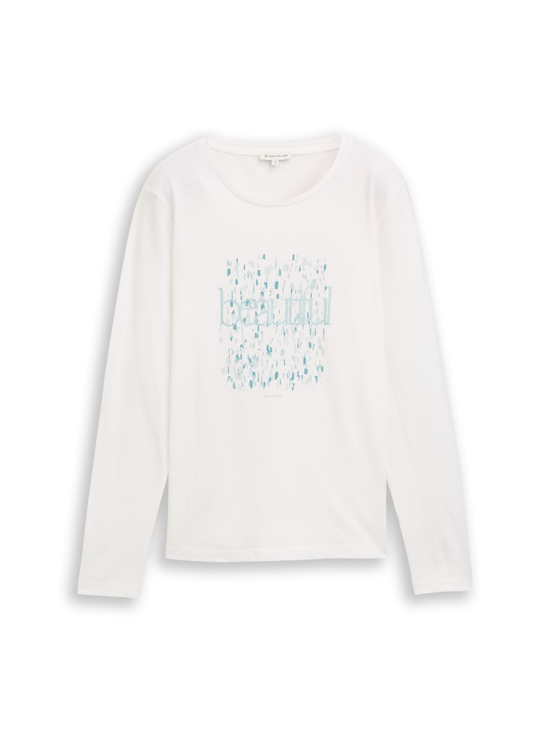 TOM TAILOR Damen Langarmshirt mit Print, weiß, Uni, Gr. XL von Tom Tailor