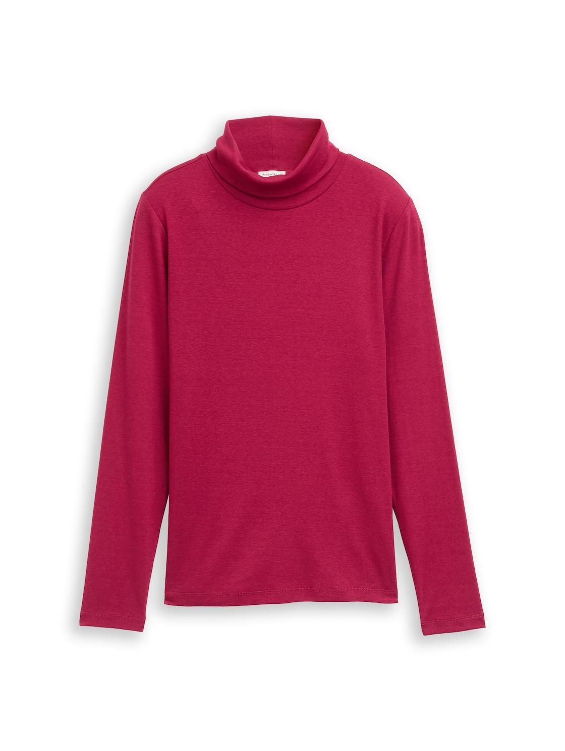 TOM TAILOR Damen Langarmshirt mit Rollkragen, rot, Uni, Gr. L von Tom Tailor