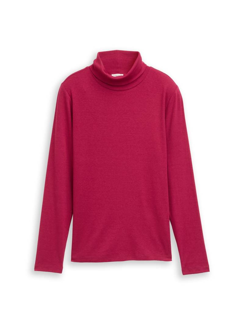 TOM TAILOR Damen Langarmshirt mit Rollkragen, rot, Uni, Gr. XXXL von Tom Tailor