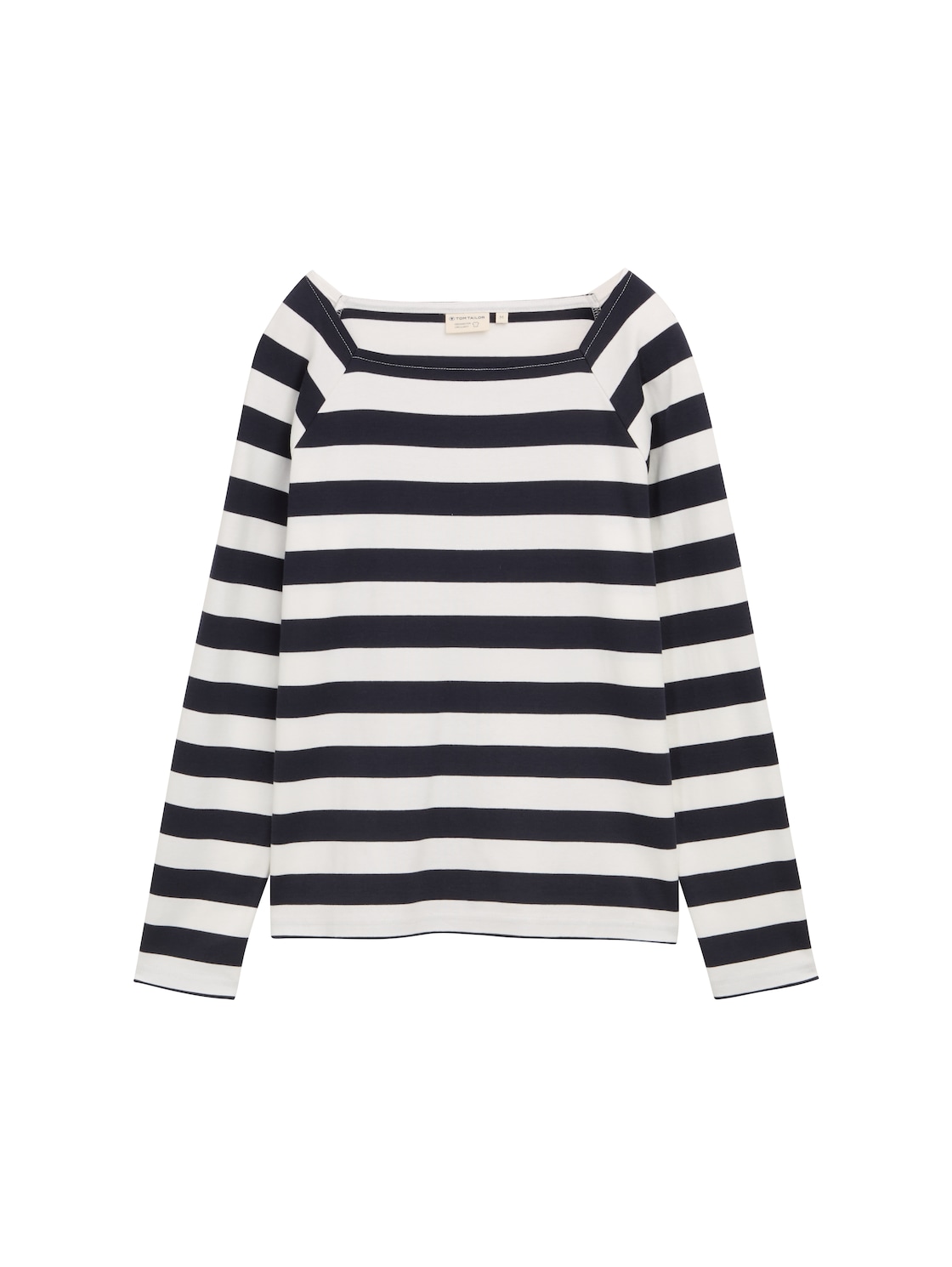 TOM TAILOR Damen Langarmshirt mit Streifenmuster, blau, Gestreift, Gr. M von Tom Tailor