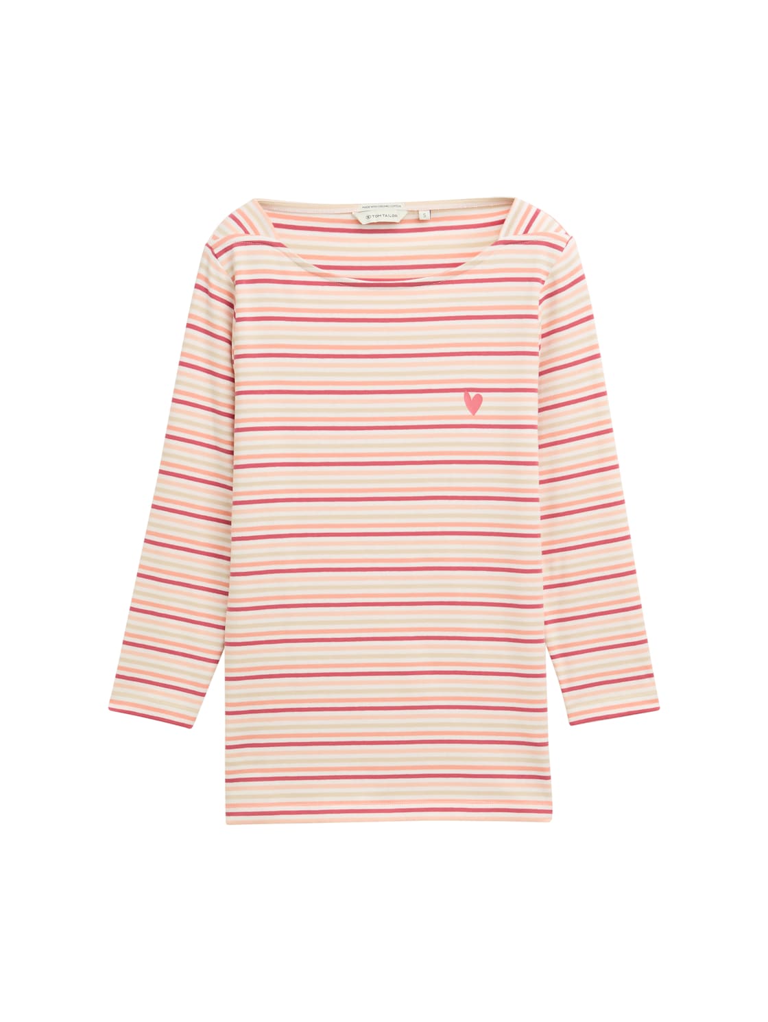 TOM TAILOR Damen Langarmshirt mit Streifenmuster, rot, Gestreift, Gr. XL von Tom Tailor