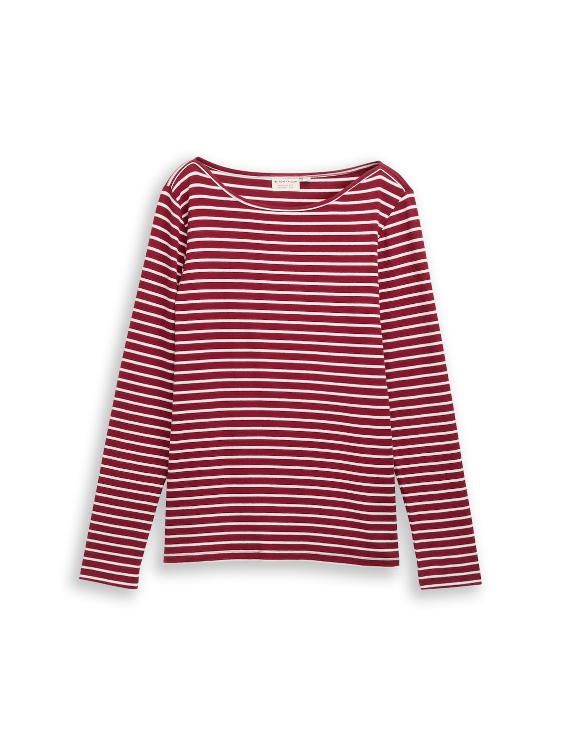 TOM TAILOR Damen Langarmshirt mit Streifenmuster, rot, Gestreift, Gr. XL von Tom Tailor