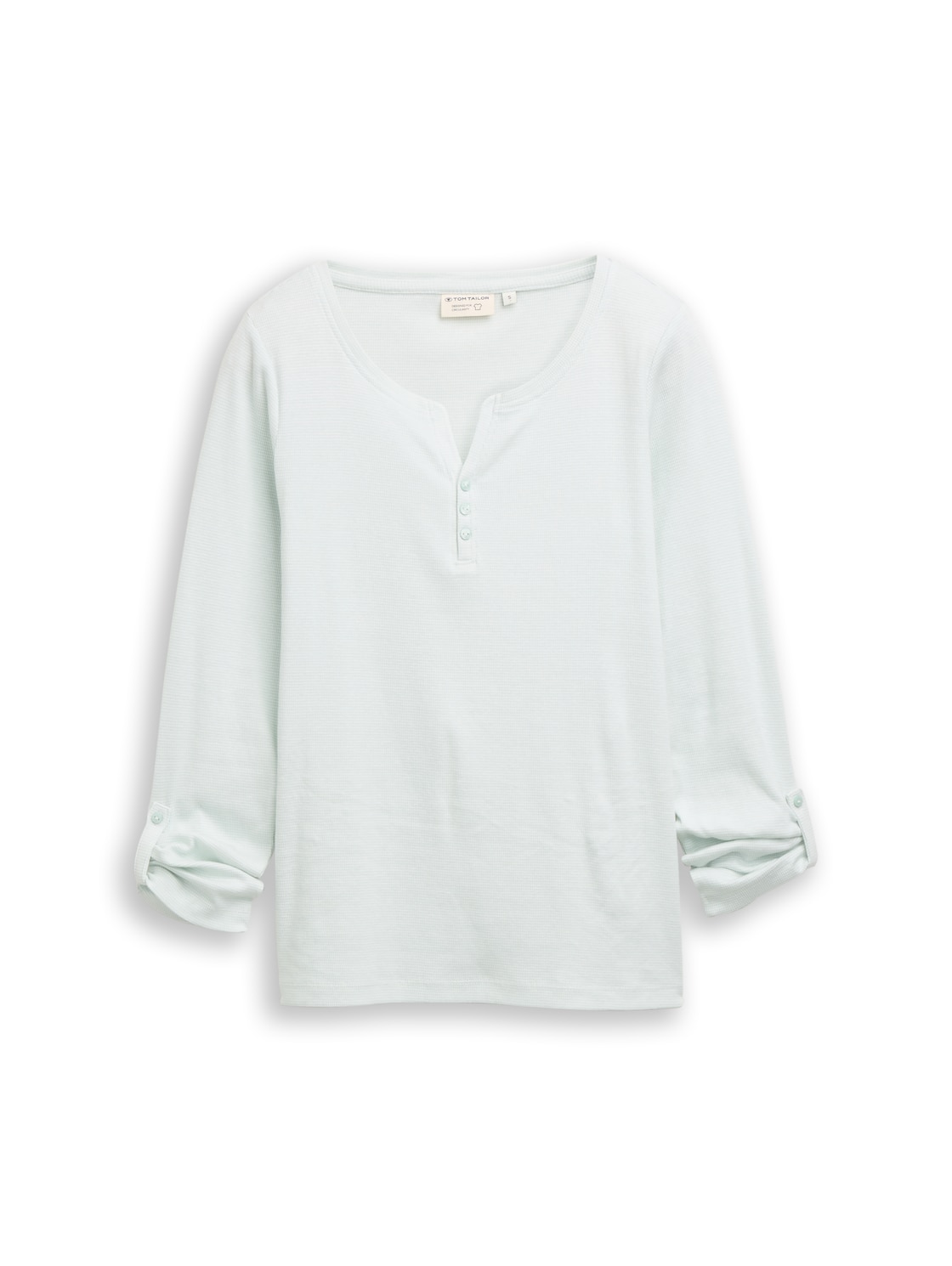 TOM TAILOR Damen Langarmshirt mit Turn-Up-Funktion, grün, Gestreift, Gr. XXXL von Tom Tailor