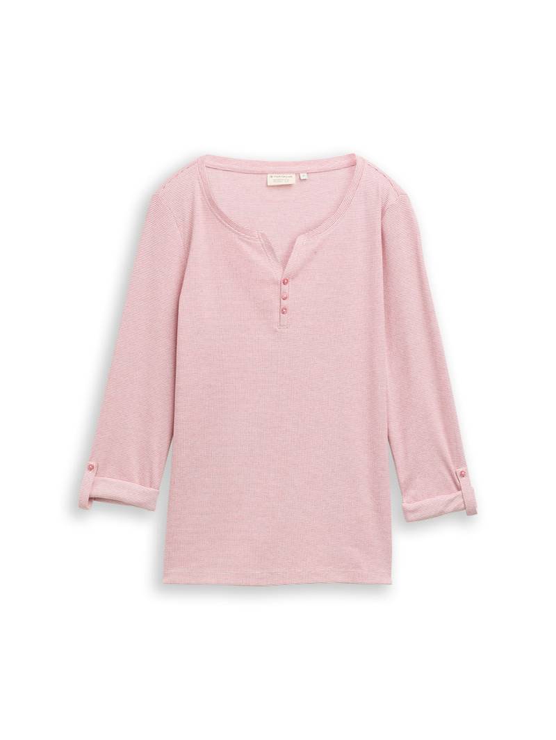 TOM TAILOR Damen Langarmshirt mit Turn-Up-Funktion, rosa, Gestreift, Gr. XS von Tom Tailor