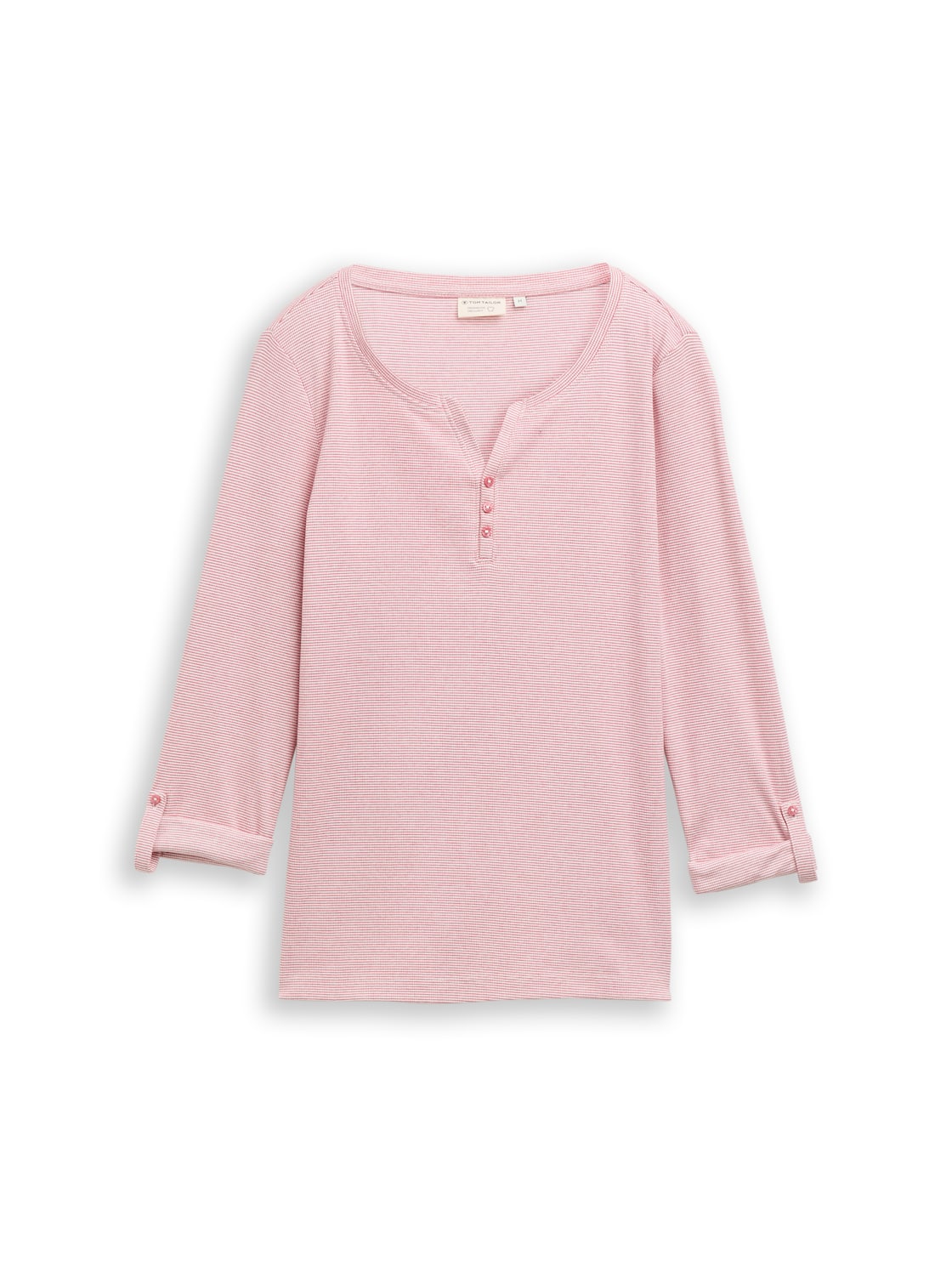 TOM TAILOR Damen Langarmshirt mit Turn-Up-Funktion, rosa, Gestreift, Gr. XXL von Tom Tailor