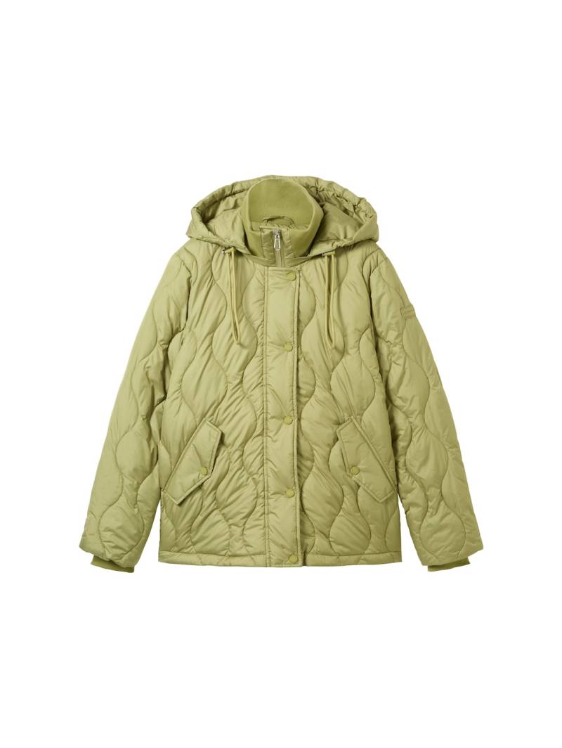 TOM TAILOR Damen Leichte Jacke mit Kapuze, grün, Uni, Gr. S von Tom Tailor