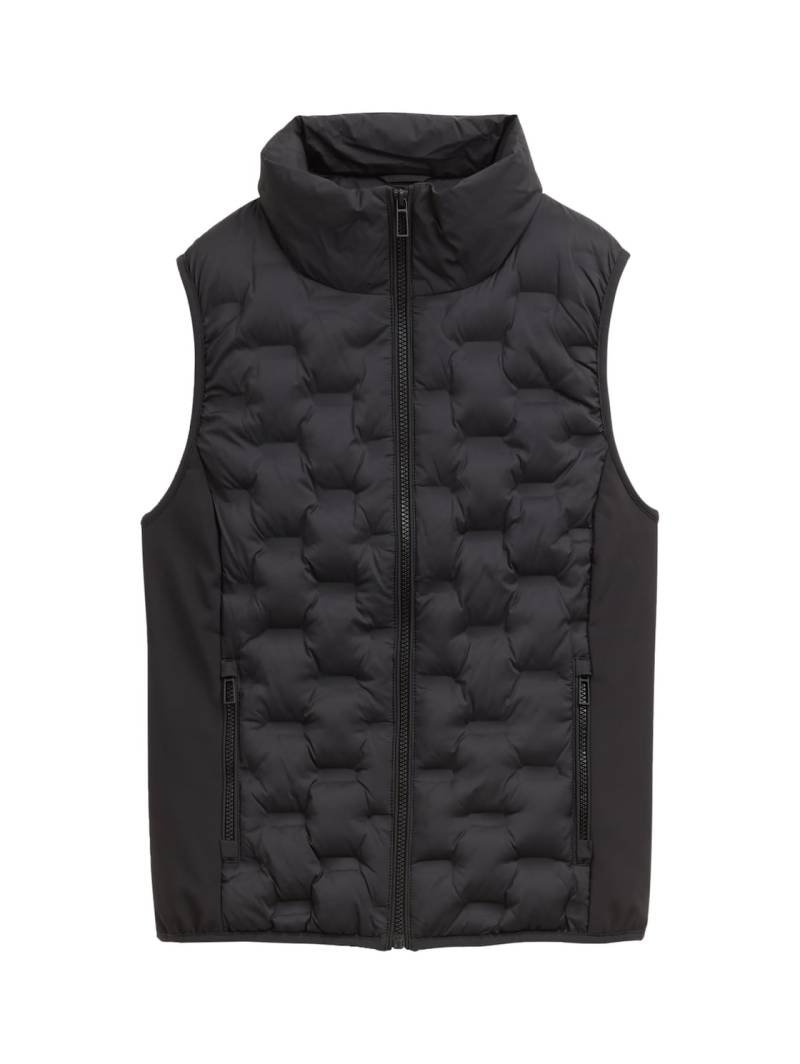 TOM TAILOR Damen Lightweight Steppweste mit Stehkragen, schwarz, Uni, Gr. XS von Tom Tailor