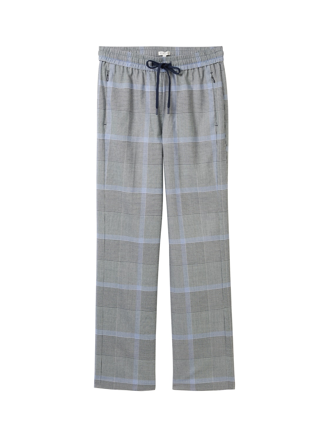 TOM TAILOR Damen Lockere Karohose mit geradem Bein, blau, Kariert, Gr. 44/32 von Tom Tailor