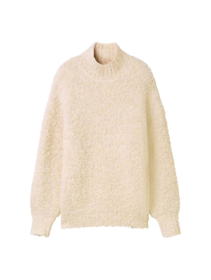 TOM TAILOR Damen Loose Fit Strickpullover in Bouclé-Optik, braun, Uni, Gr. XL von Tom Tailor