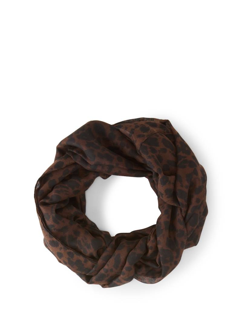TOM TAILOR Damen Loop-Schal mit Muster, braun, Animalprint, Gr. ONESIZE von Tom Tailor