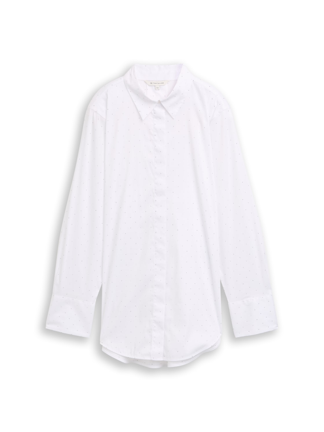 TOM TAILOR Damen Loose Fit Bluse mit Strasssteinen, weiß, Uni, Gr. 34 von Tom Tailor
