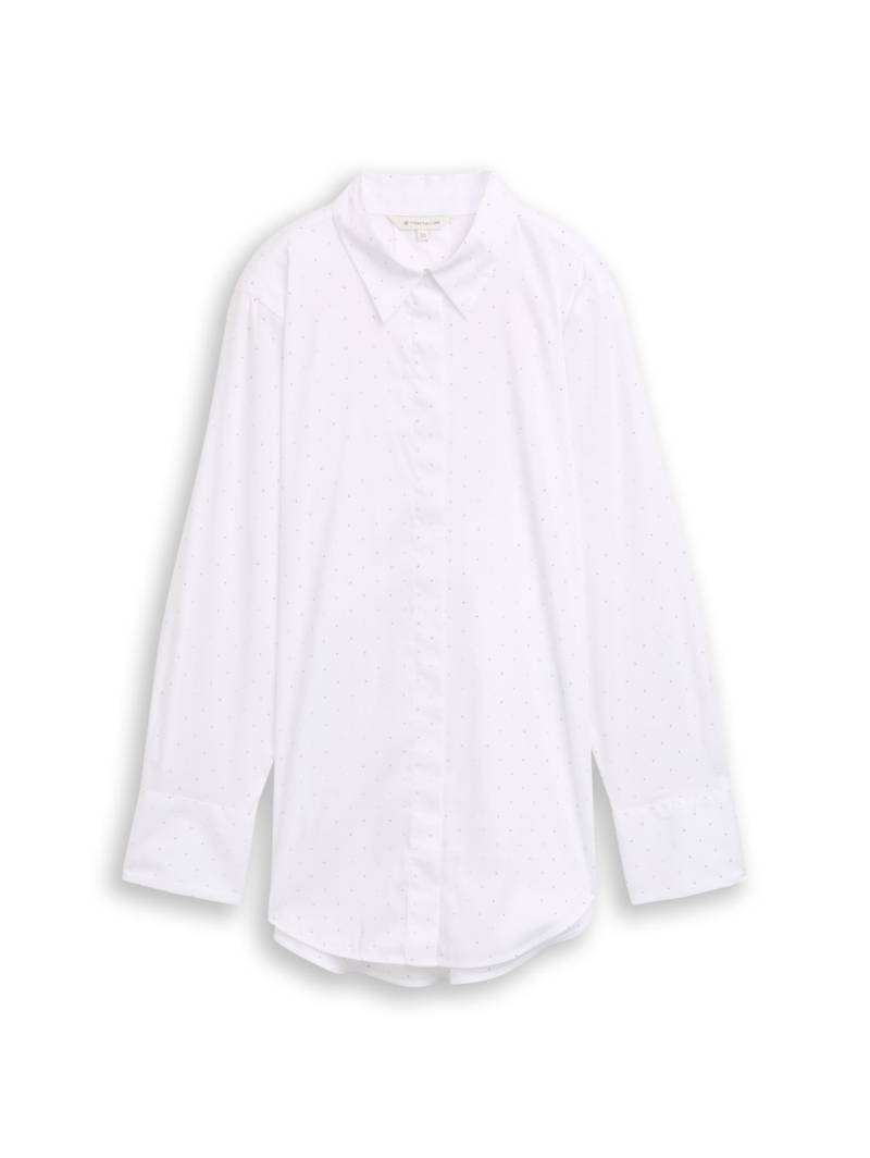 TOM TAILOR Damen Loose Fit Bluse mit Strasssteinen, weiß, Uni, Gr. 34 von Tom Tailor